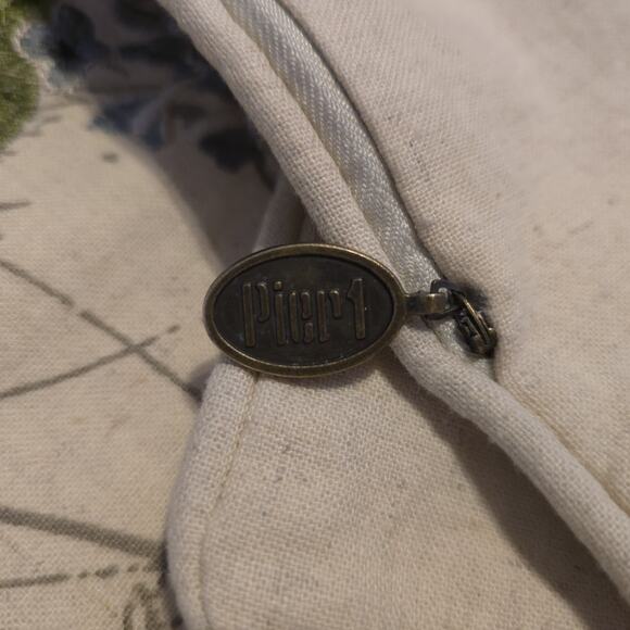 Pier 1 Embroidered Butterfly And Blue Flower Pillow Cover NO INSERT - Picture 6 of 13